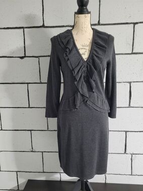BUNDLE SALE! Calvin Klein Charcoal Ruffle Sweater Dress Sz M